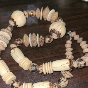 Natural Wood Beaded Necklace